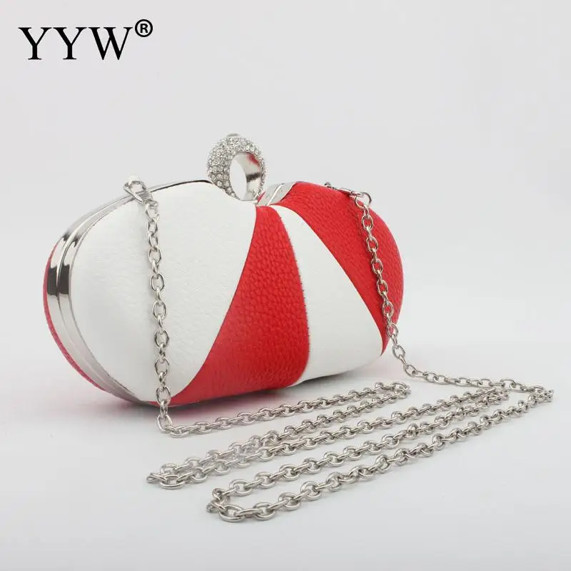

White And Black Striped Women Pu Box Clutch Ring Crystal Designer Evening Purse Bag Ladies Chain Shoulder Handbags Crossbody Bag