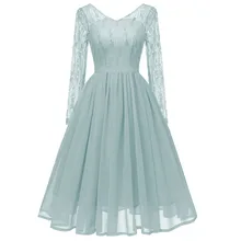 Вечернее платье шифон Короткое вечернее платье, пикантное V шеи кружева-line вечерние торжественное платье с длинным рукавом вечернее платье вечерние платья