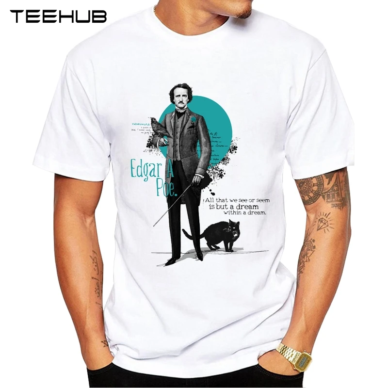 Мужская мода 2019 TEEHUB футболка с коротким рукавом принтом Эдгара Аллана По