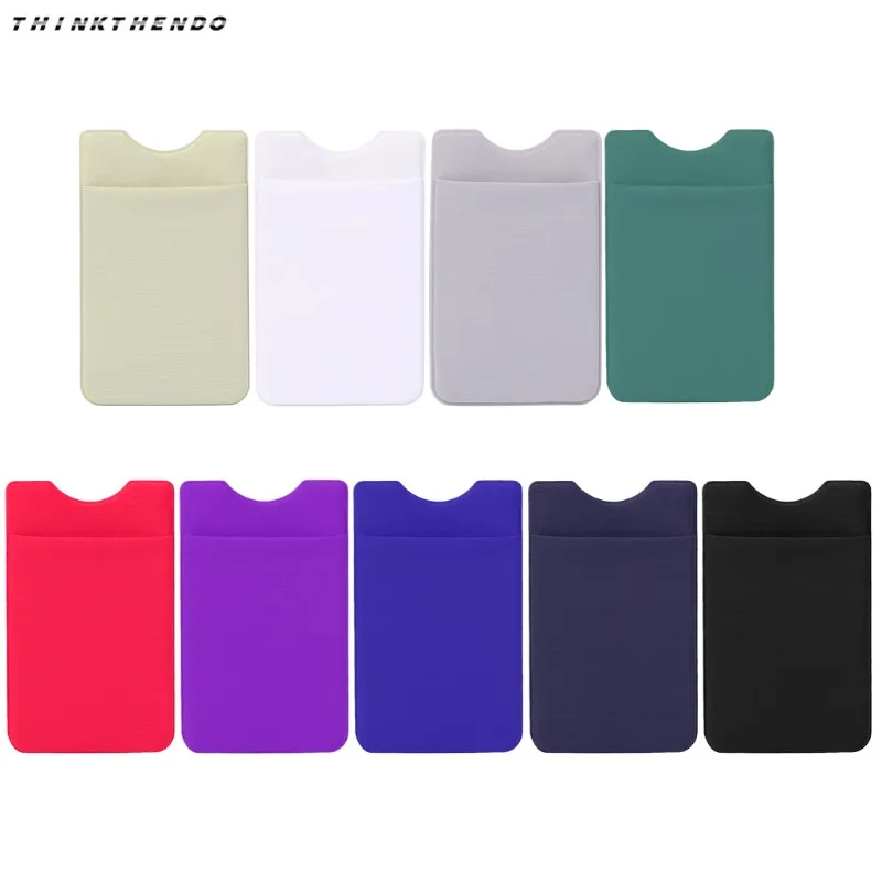 

THINKTHENDO Elastic Adhesive Sticker Cell Phone Wallet Case Credit ID Card Holder Pocket On 3M Adhesive