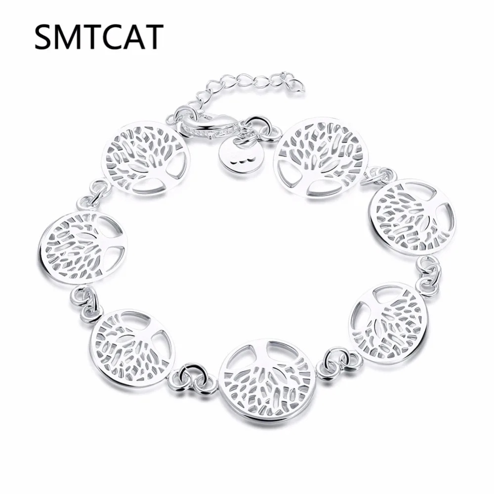 

SMTCAT Fashion Design 925 solid silver plated charm bracelet tree of life bracelet for women pulseira feminina Statement Jewelry