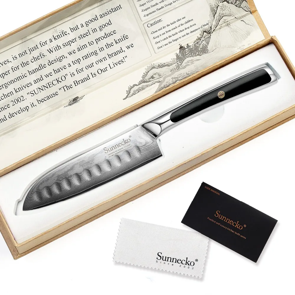 SUNNECKO профессиональный 5 &quotнож Santoku японский VG10 ядро Дамасская сталь лезвие