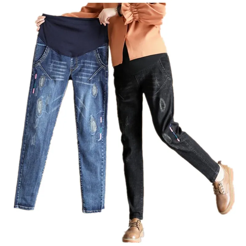 

Big Size 5XL Maternity Pants Increase Down Thickening Pregnant Woman Jeans Enceinte Clothes Time Code Support Long Pregnancy