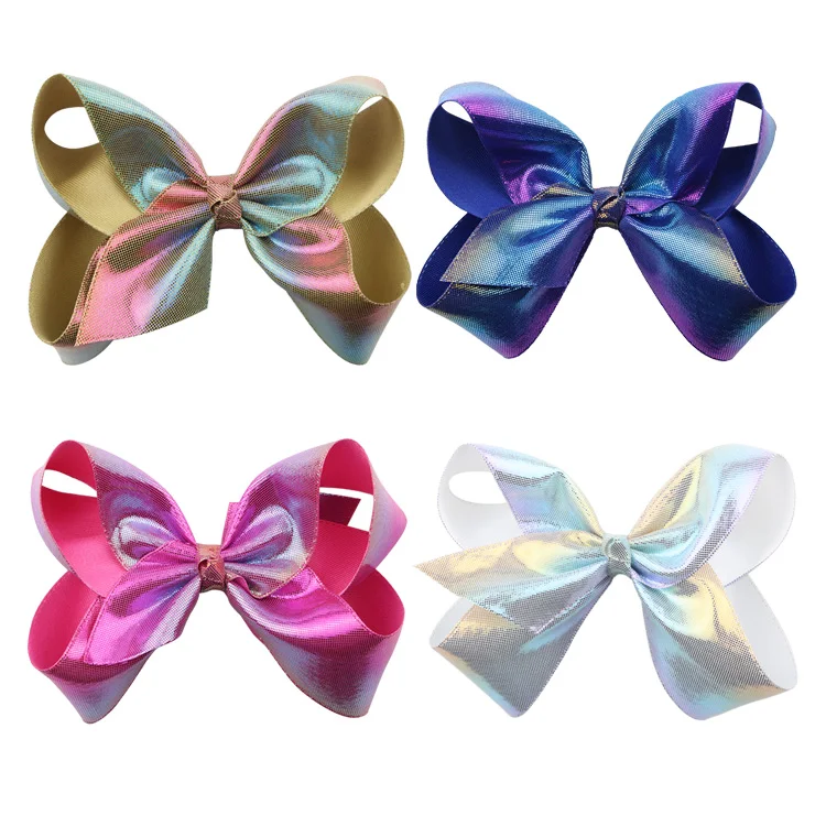 1piece JoJo Clip Mermaid Large Rainbow Glittering Gradient Hair Bows With Clips For Kids Girls Hairpins Handmade Hair Accessory (6)