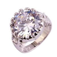 New Fashion Engagement Rings Round Cut Sparkling Pure White Topaz  925 Silver Ring Size 6 7 8 9 10 Wholesale Free Shipping