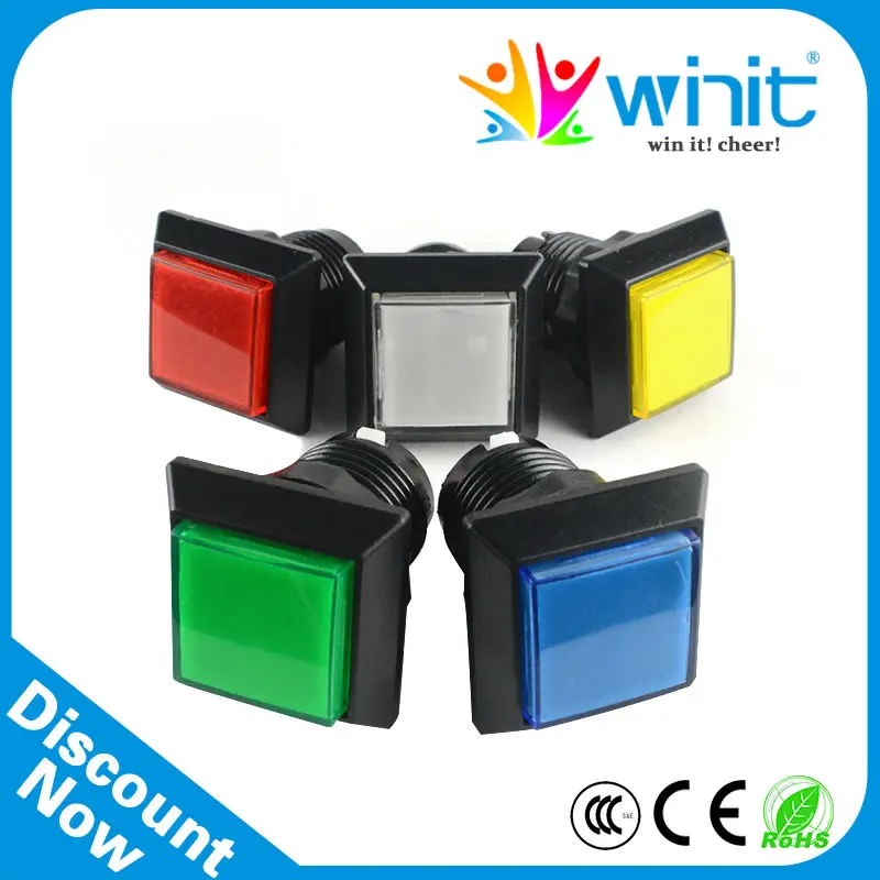

10pcs 32mm LED Illuminated Arcade Button 12V Square Light Push Button with Micro Switch for Game Machine Vending Machine