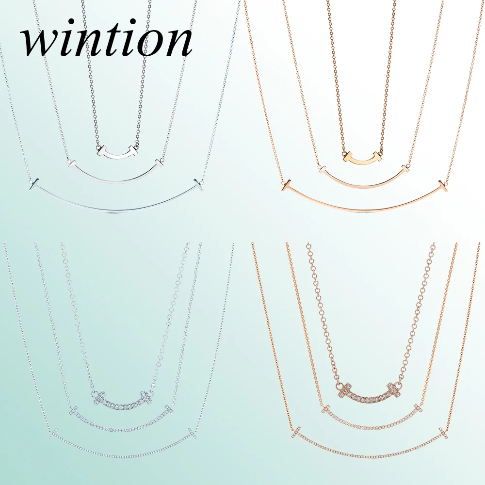 

Wintion tiff necklace smile pendant Jewelry set Original 100% 925 Sterling Silver Women Free Shipping High-end Quality Gift