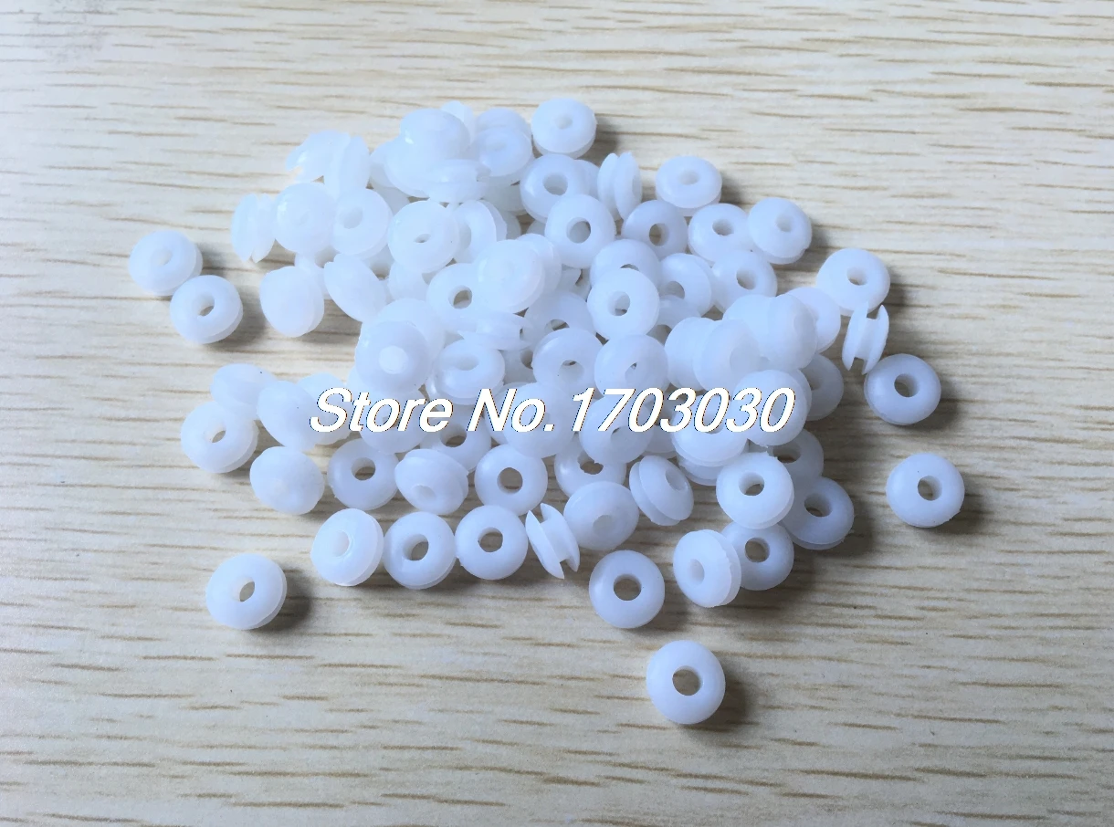 300 Pcs White Rubber Grommet Cable Wire Protection Gasket Ring 3mm x