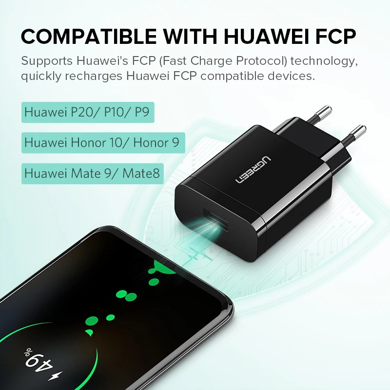 Ugreen شاحن يو اس بي 18 W سريعة تهمة 3.0 الهاتف المحمول شاحن آيفون سريع QC 3.0 شاحن لهواوي سامسونج غالاكسي S9 + s10