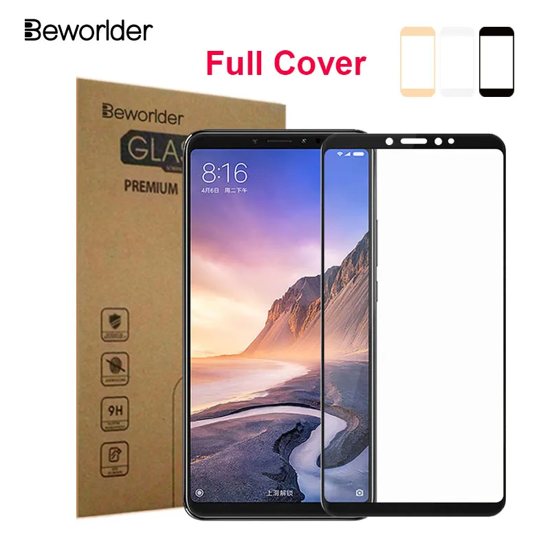 Beworlder закаленное Стекло для Xiaomi Mi макс 3 Полное покрытие Экран протектор пленка в