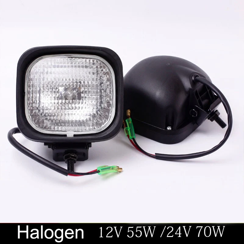 TWO 24 VOLT HALOGEN FLOOD LAMP FOR EXCAVATOR BOOM LIGHT