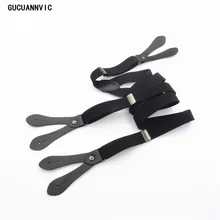 Новая кнопка черный ремень дикие мужские подтяжки кожаные брюки висячая папка Кнопка отправить подтяжки