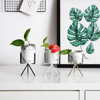 

Home Wedding Decoration Marble Pattern Art Plants Flower Pot Container Planter