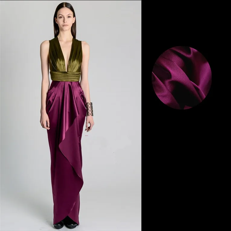 

108cm sauce red silk fabric 19 momme soft dress shirt silk stretch crepe satin fabric solid color silk fabric wholesale cloth