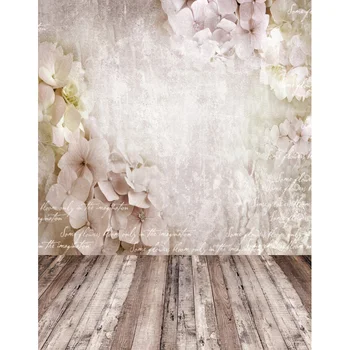 

TR 6x10FT White Flowers Branch Wall Hard Wooden Floor Custom Photography Backdrops Studio Baby Child Backgrounds Vinyl 1.8m x 3m