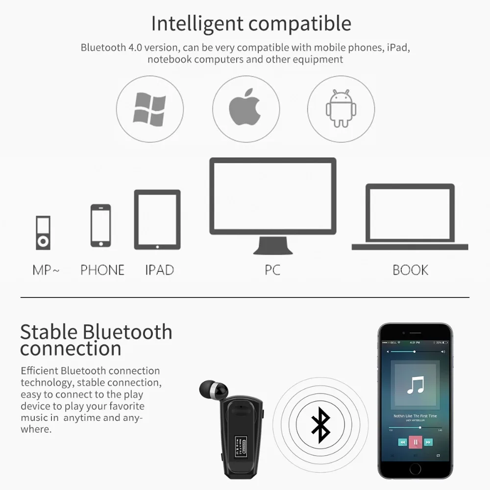 Fineblue L18 мини беспроводная бизнес Bluetooth гарнитура Спорт драйвер наушники телескопические клип на стерео наушники с микрофоном CSR8615