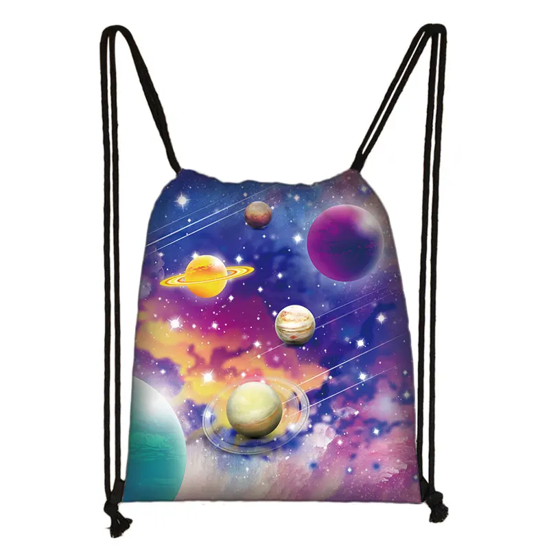 Galaxy / starry night print drawstring bag women travel bag fashion teenager girls canvas softback backpack female storage bag - Цвет: skdxk17