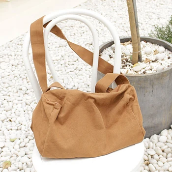 

Casual Canvas Messenger Bag Women Reusable Fabric Soft Slouch Pouch Bag 2020 Female Leisure Eco-friendly Daily Crossbody Bag