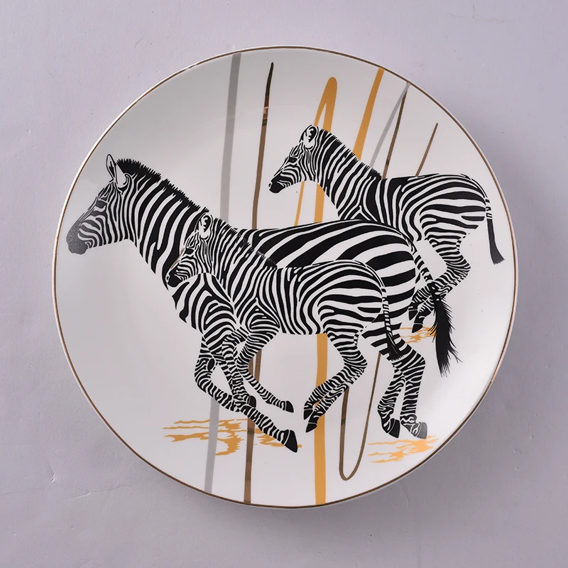 Декоративная тарелка в виде зебры для дома, декоративная тарелка для рукоделия, декоративные тарелки для настенной подвешивания, художественные тарелки - Цвет: 10 inch