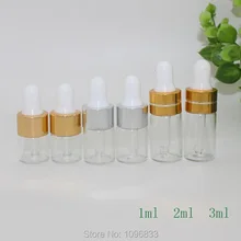 1 мл 2 мл 3 мл прозрачная стеклянная бутылка с пипеткой, маленькая бутылка для эфирного масла, пустая стеклянная бутылка-капельница, 100 шт./лот
