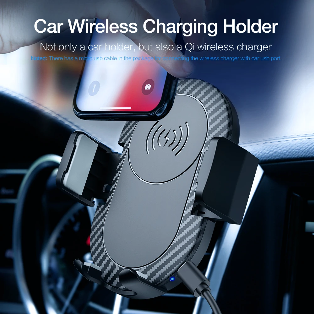 2 in 1 10W Qi Wireless Charger Car Phone Holder For iPhone X XS XR Quick Wireless Charging Charger Car Mount Mobile Phone Stand