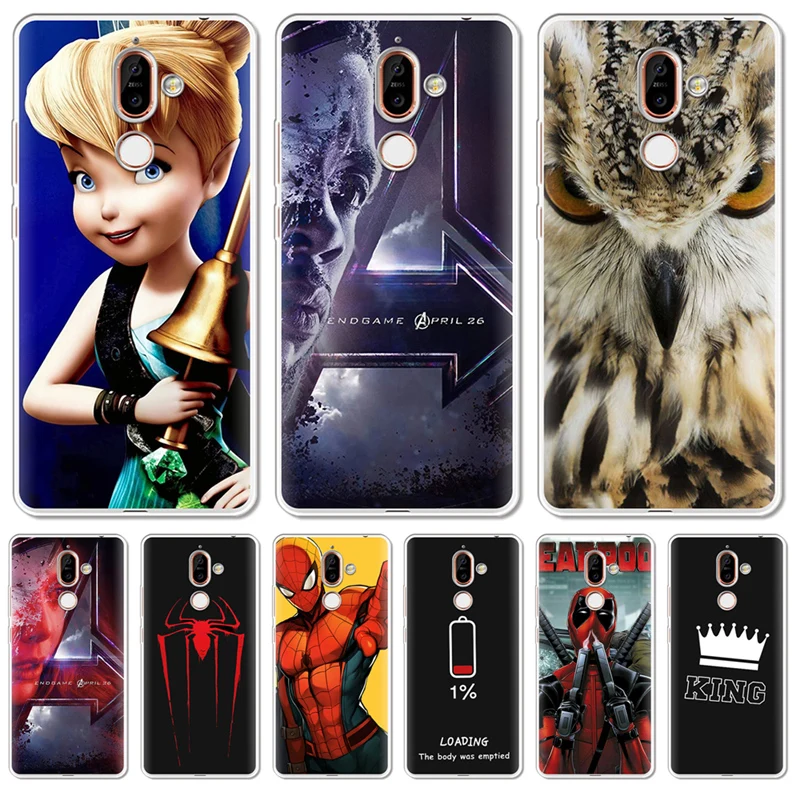 Чехол для Nokia 1 3 5 8 6 2 7 Plus 9 X6 2018 X7 X3 King cool Человек-паук Мстители Дэдпул 4 сова etui |