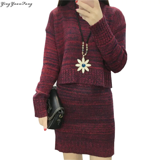 Cheap YingYuanFang New fashion sweater long-sleeved sweater + dress skirt two-piece suit set