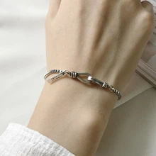 Винтажный уникальный дизайн коробка браслет цепочка 925 пробы Серебряный небольшой квадратный кулон с надписью браслет для женщин модное ювелирное изделие