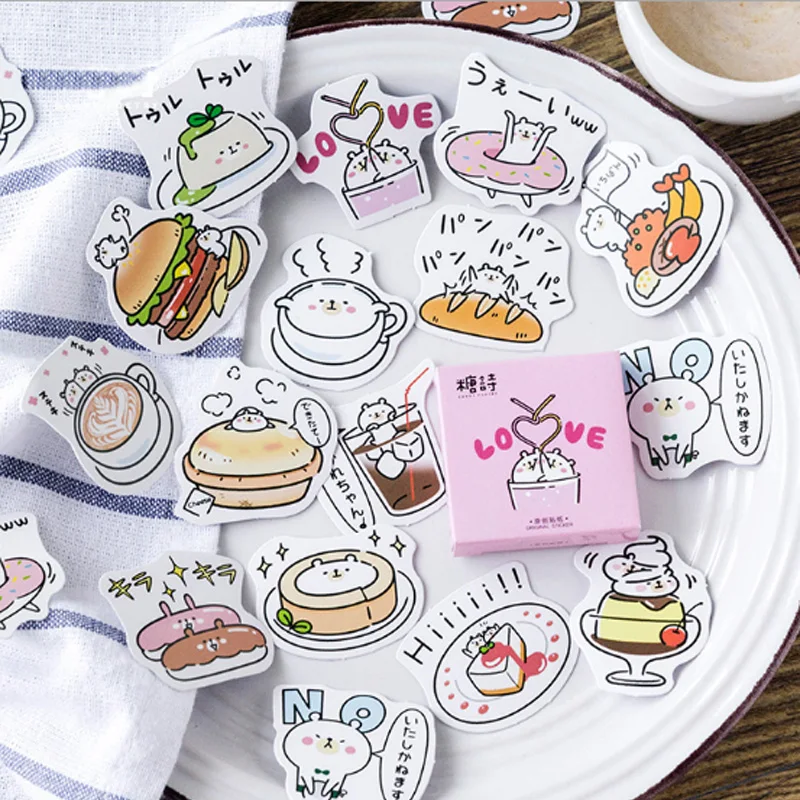 

45 pcs/ box Dessert bear Decorative Stationery Stickers Adhesive Stickers DIY Decoration Diary sticker kawaii Label sticker