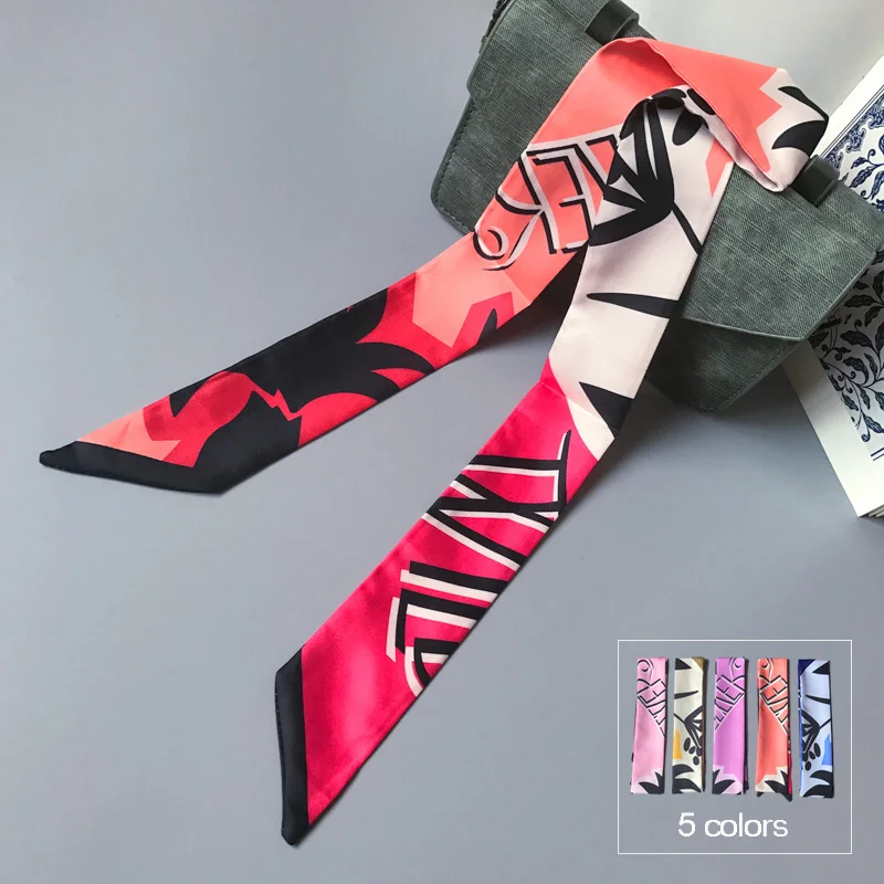 

Women Skinny Scarf Letter Design Silk Choker Neck Wear Bag Handle Decoration Beauty Headband [1257]