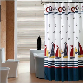 

YL07 Modern Sailing Shower Curtain Waterproof Fabric Curtain For Bathroom Mildew Proof Polyester Bath Screen Shower Room Product
