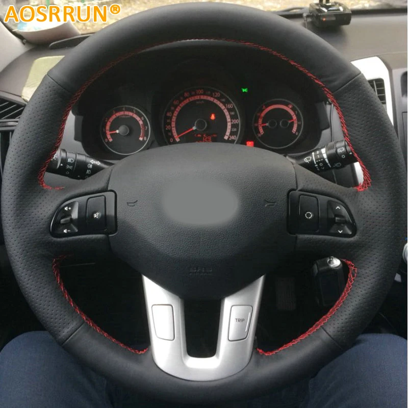 AOSRRUN font b Car b font styling Leather Hand stitched font b Car b font Steering