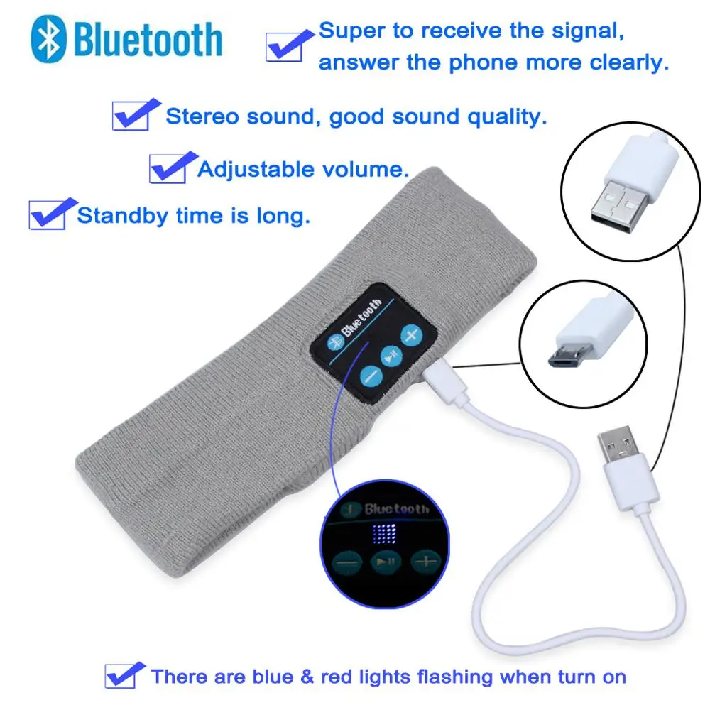 Outdoor Bluetooth Music Headband With Wireless Bluetooth Headphones for Fitness Exercise Running Walking Dancing (8)