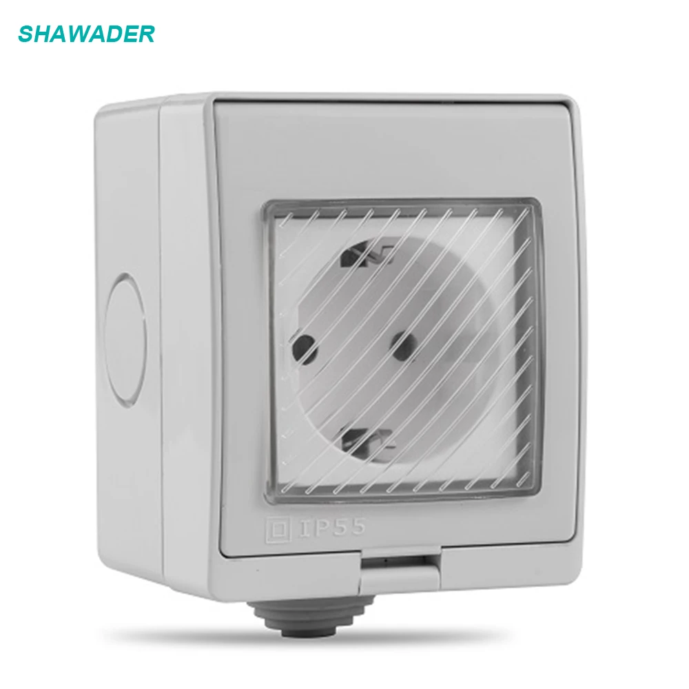 

Electric Plug Wall Socket Surge Protector Wall Outlets European Waterproof Socket Flame retardant UV Resistant PC Material 10A