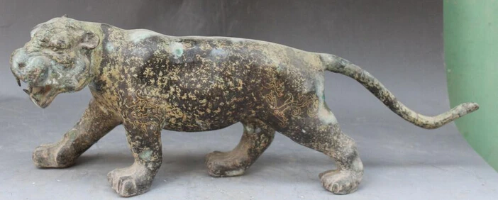 

shitou 003274 22"Chinese Folk Old Bronze Fengshui Zodiac Year Fierce Tiger Beast Tigre Statue discount 30% (C0324)