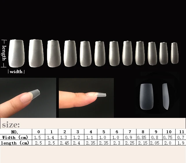 Ультратонкий конический квадратный ноготь средней длины накладные ногти, полностью покрывающие 12 размеров 120 наконечник/коробка