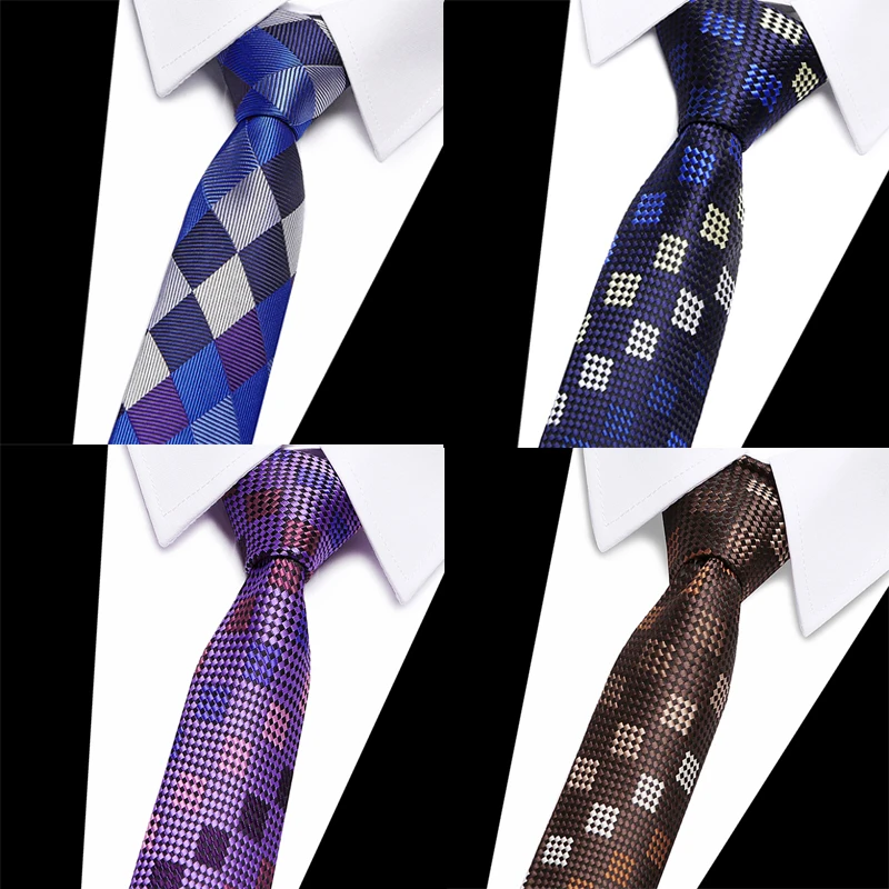 

Man Silk Ties for Mens Accessories Black Blue White Red Green diamond plaid Jacquard Business Wedding Necktie Gravatas 3"/7.5cm