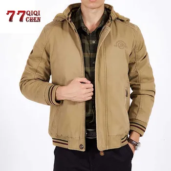 

Winter Fleece Bomber Hooded Jacket Mens Thick Warm Coat Men Casual Jacket Parka Cotton Baseball Jacket Male Plus Size 4XL