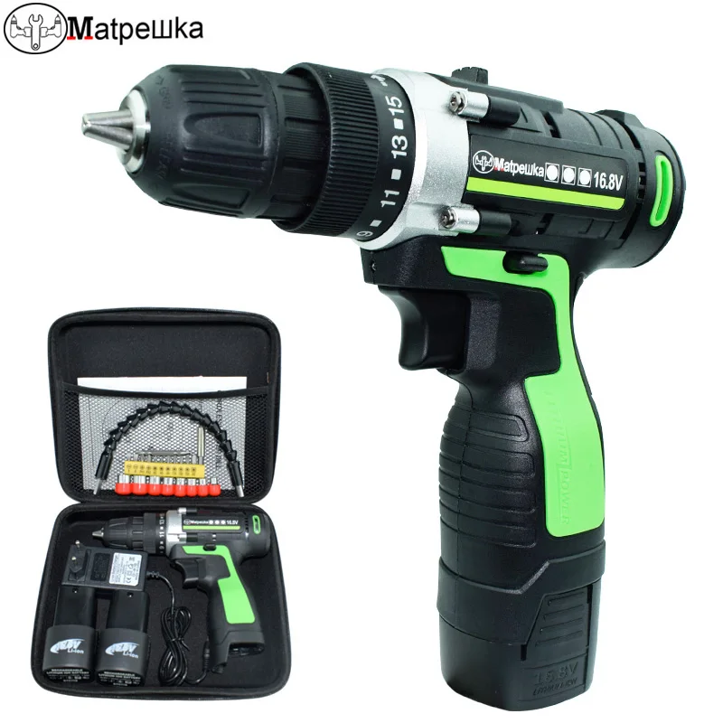 Kopen 16.8 v Mini elektrische boor Elektrische Schroevendraaier oplaadbare batterij power tools Hebben Power display 2 batterij