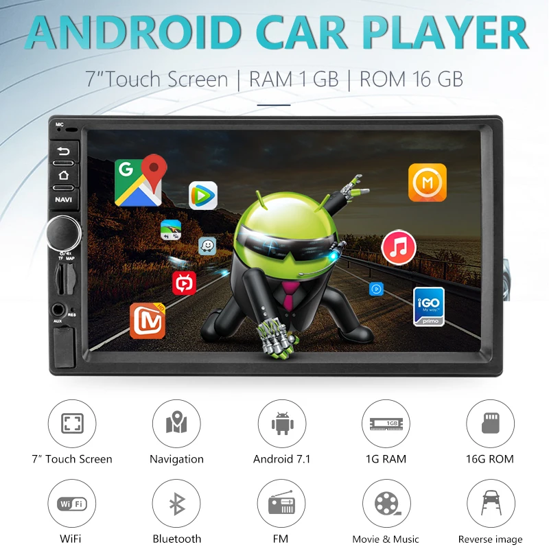 Jansite 7 &quot2 Din Мультимедиа Android Автомагнитола воспроизведения памяти 1024*600