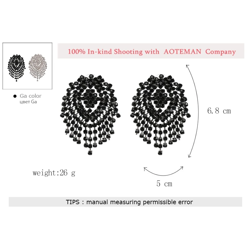 AOTEMAN Роскошные висячие серьги с кристаллами, свадебные ювелирные аксессуары, стразы, висячие серьги для женщин, большие серьги Brincos