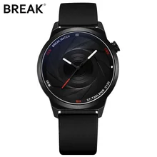 BREAK Men Luxury Brand Fashion Casual Rubber Band Aperture Quartz Wristwatches Unique Unisex Women Creative Sports