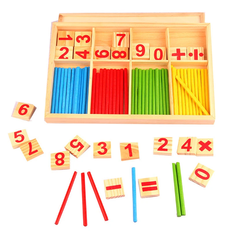 

Montessori Math Toy Wooden Number Math Game Sticks Educational Toy Puzzle Kids Learning Teaching math rods wood counting sticks