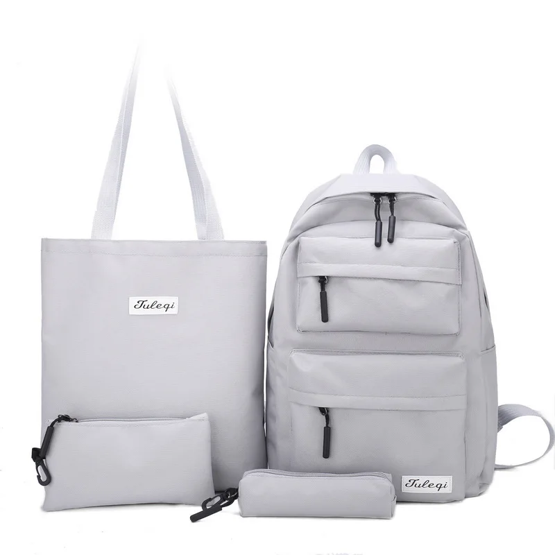 Beste Rugzakken Vrouwen School Rugzak Voor Tiener Meisjes 4 Stuks Set Student Rugzak Schooltas Grijs Composiet Tas 2019 Zomer Terug Pack