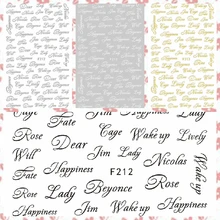 1 лист, 3D, уникальный классический дизайн, английские буквы, леди, слова, клей для дизайна ногтей, наклейки, украшения, сделай сам, советы для салона, F212