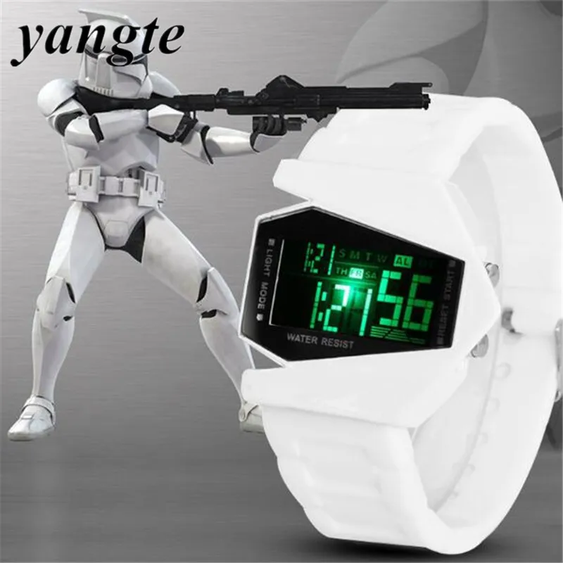 

YANGTE Fashion Star Wars Men Watch Male LED Digital Future Casual Stopwatch Rubber Watchband Wristwatch Relogio Masculino PL154