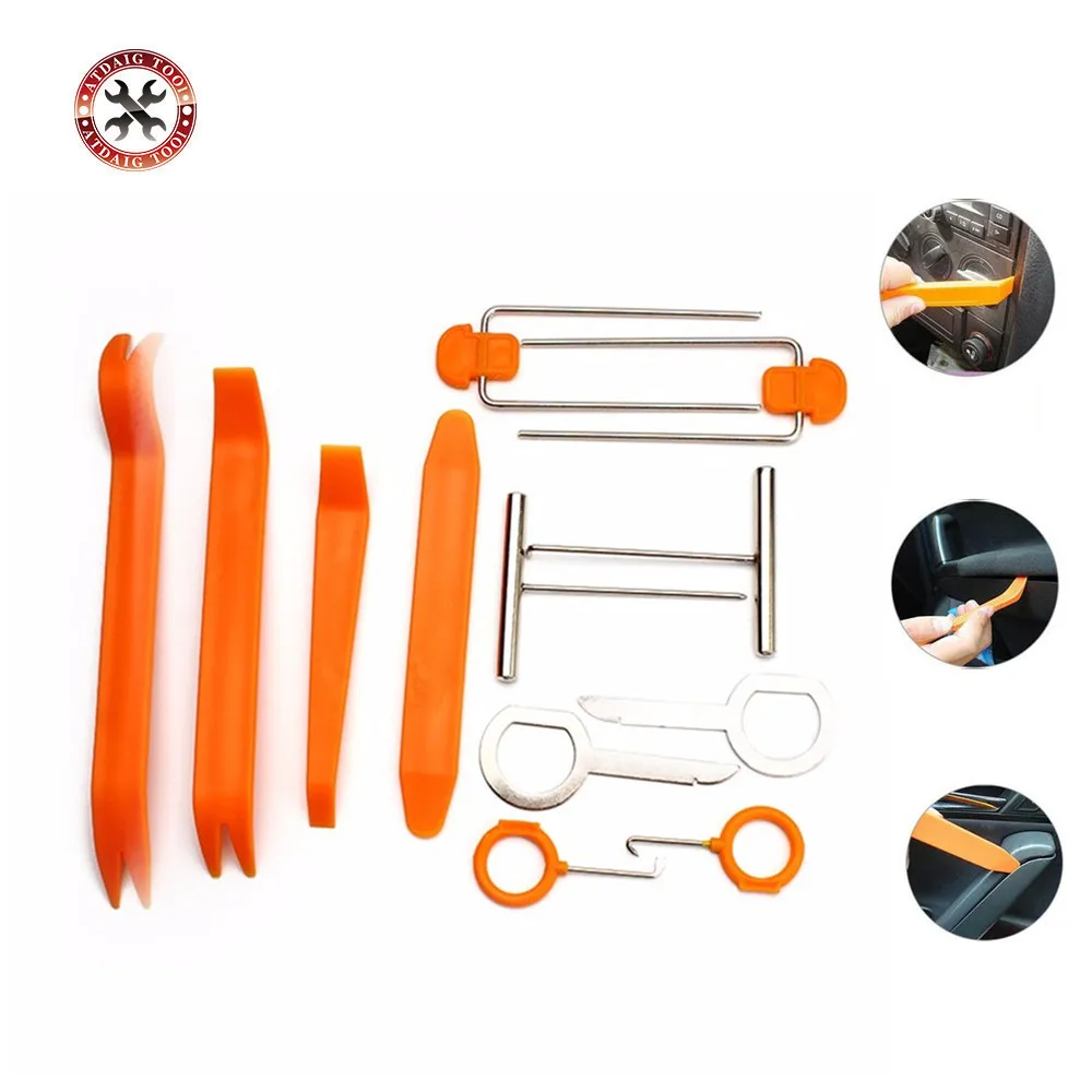 Us 0 78 7 Off Set Of 12pcs Car Radio Door Clip Panel Trim Dash Audio Removal Open Installer Pry Tool For Auto Vehicles Free Shipping In Car