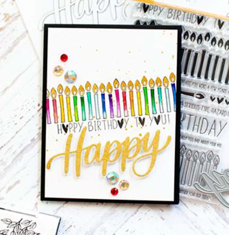 

Happy birthday candles Transparent Clear Stamp/coordinating die for DIY scrapbooking/photo album card making stationary supply