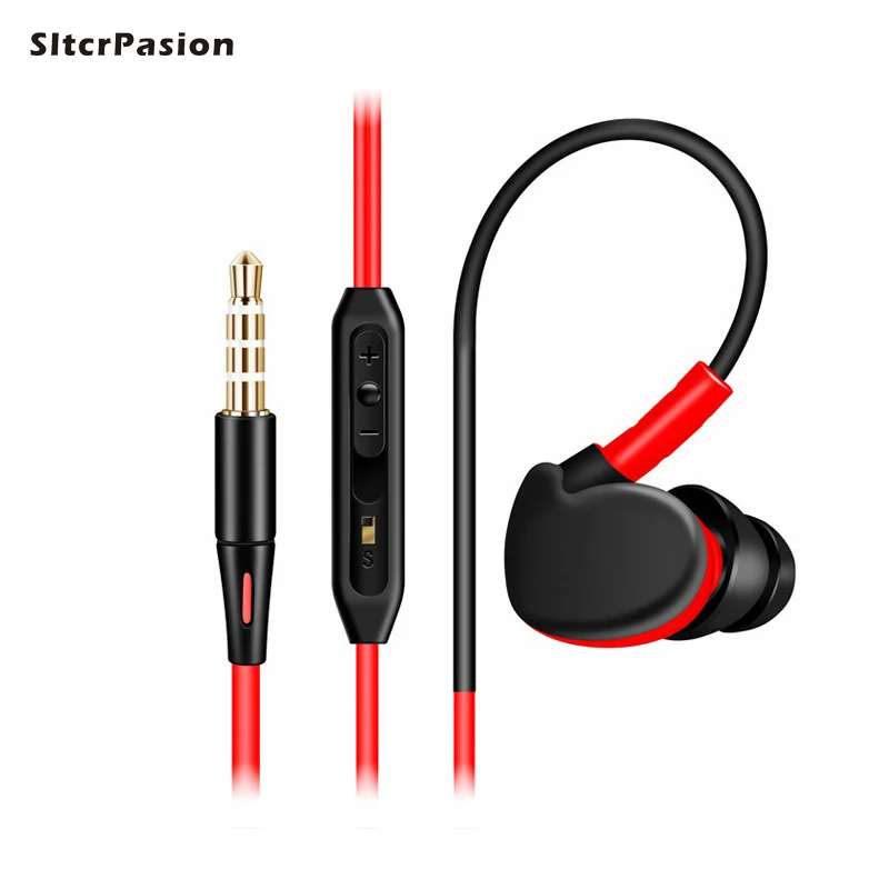 

SltcrPasion In-ear Sport Earphones for Running Sport Earbuds 3.5mm Stereo Earphones Auriculares Deportivos with Mic Red Colorful