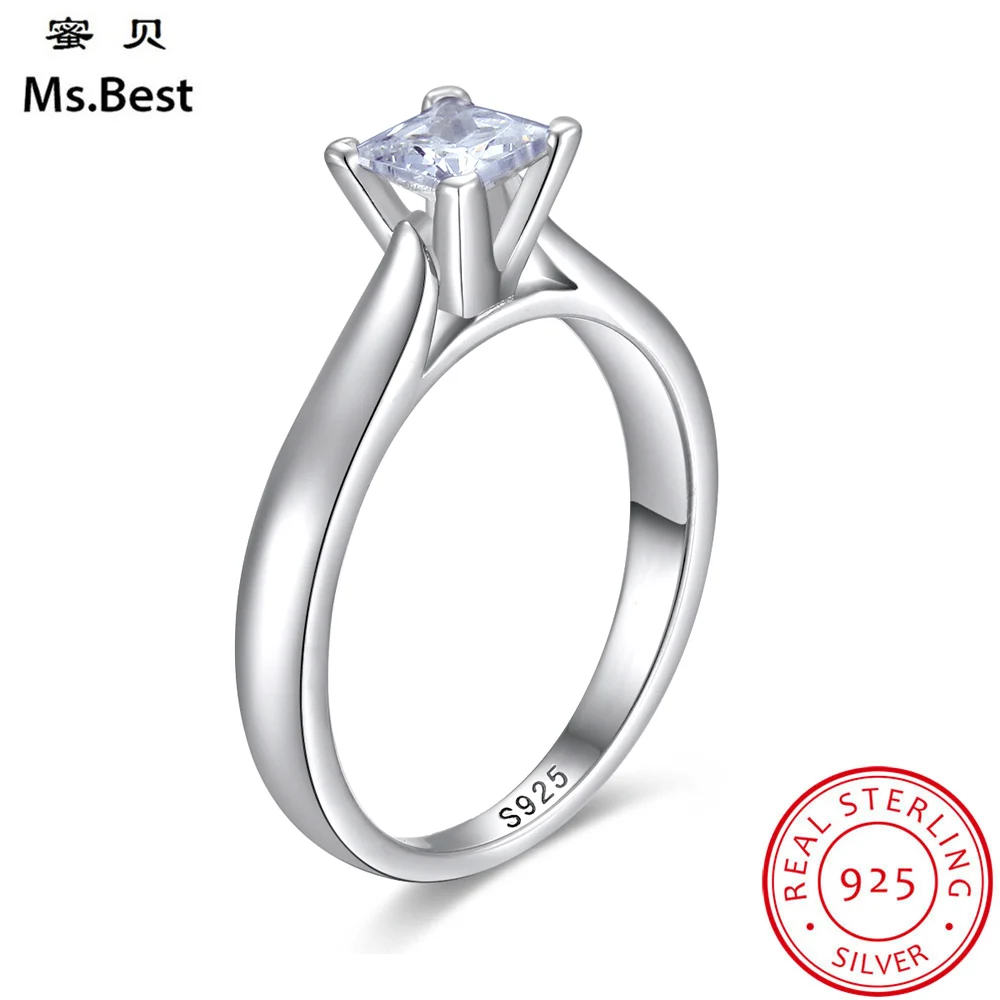 

Princess Cut Square Lab Diamond Engagement Rings for women 925 Sterling Silver bulgaria jewelry accessoires Bridal gift